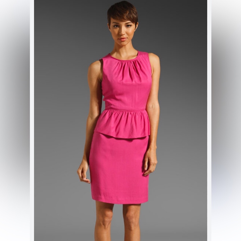 Trina Turk Pink Peplum Ruched Halter Dress 💖